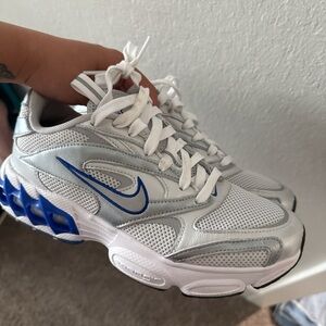 Nike Zooms Metallic Silver and Royal Blue Sneakers